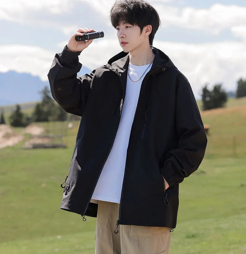 Trendy Windproof Cargo Raincoat for Men's Fashion