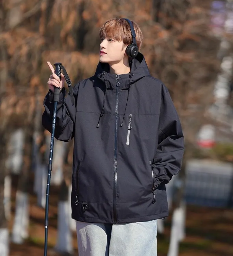 Trendy Windproof Cargo Raincoat for Men's Fashion