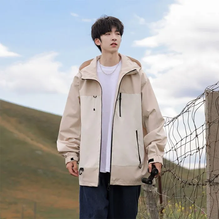 Trendy Windproof Cargo Raincoat for Men's Fashion