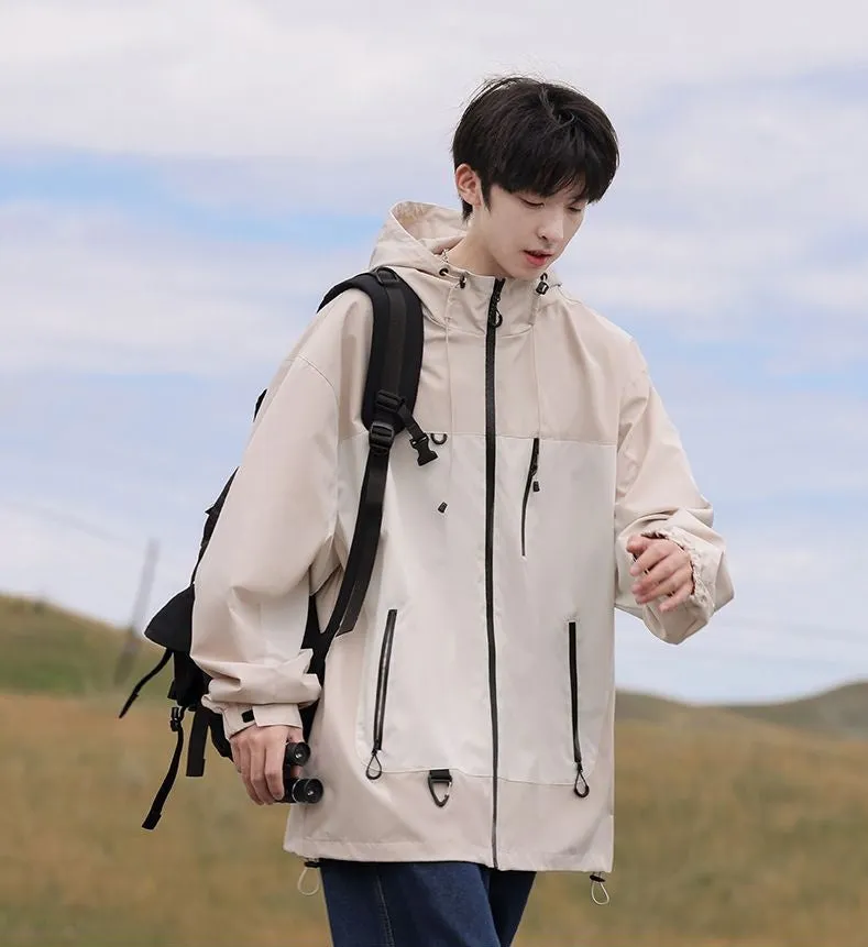 Trendy Windproof Cargo Raincoat for Men's Fashion
