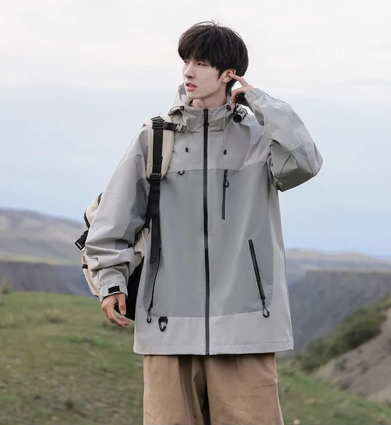 Trendy Windproof Cargo Raincoat for Men's Fashion