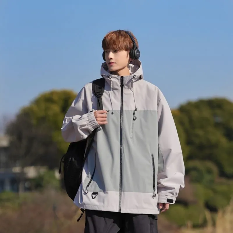 Trendy Windproof Cargo Raincoat for Men's Fashion