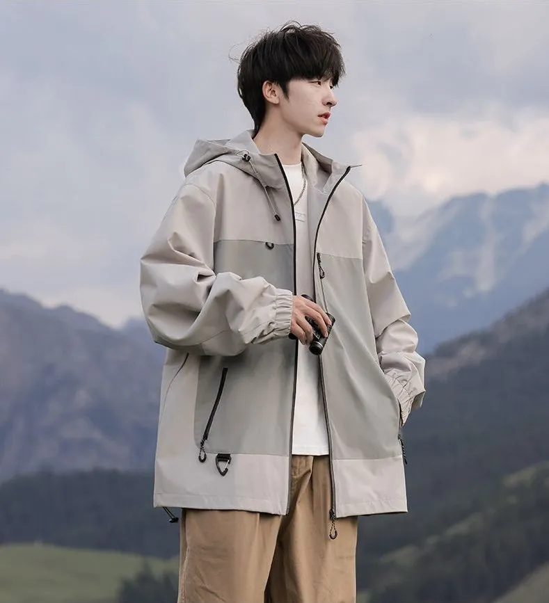 Trendy Windproof Cargo Raincoat for Men's Fashion