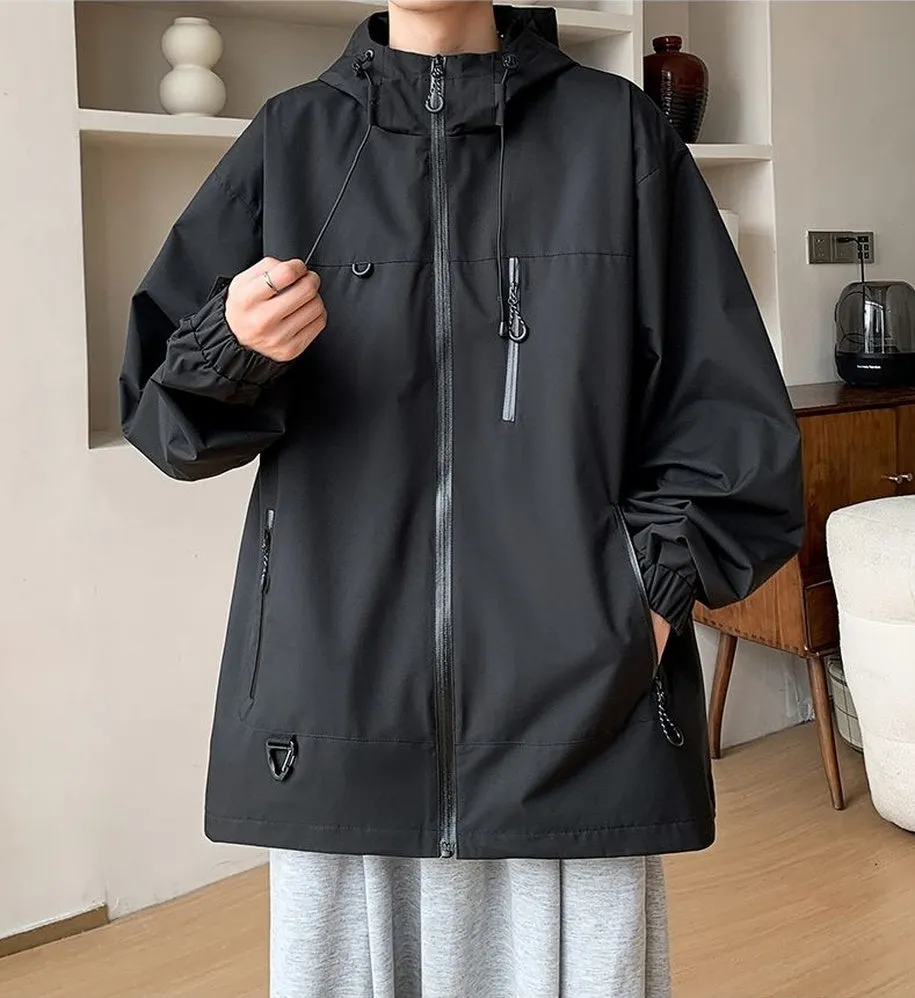 Trendy Windproof Cargo Raincoat for Men's Fashion