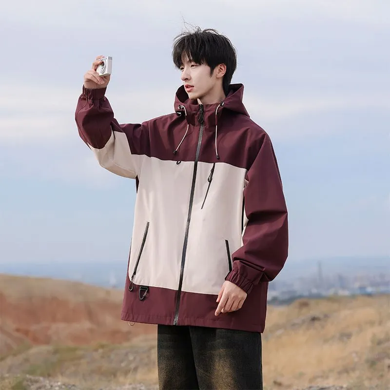 Trendy Windproof Cargo Raincoat for Men's Fashion