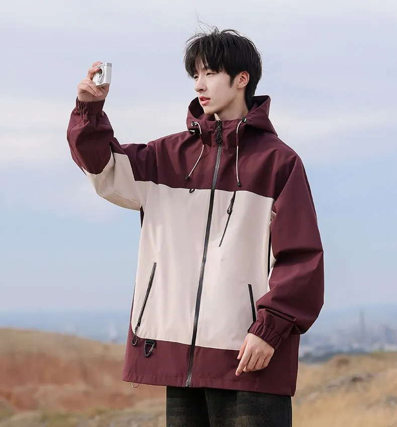 Trendy Windproof Cargo Raincoat for Men's Fashion