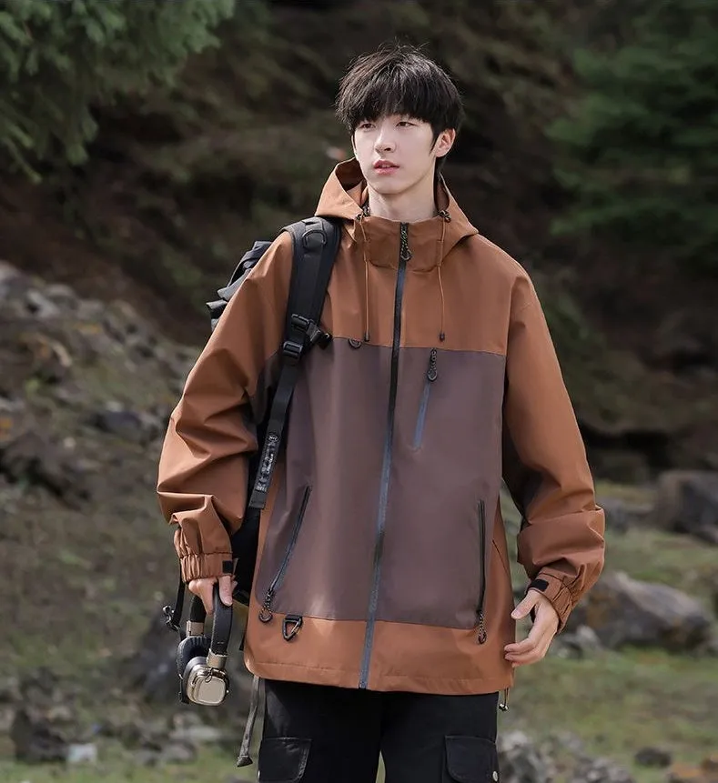 Trendy Windproof Cargo Raincoat for Men's Fashion