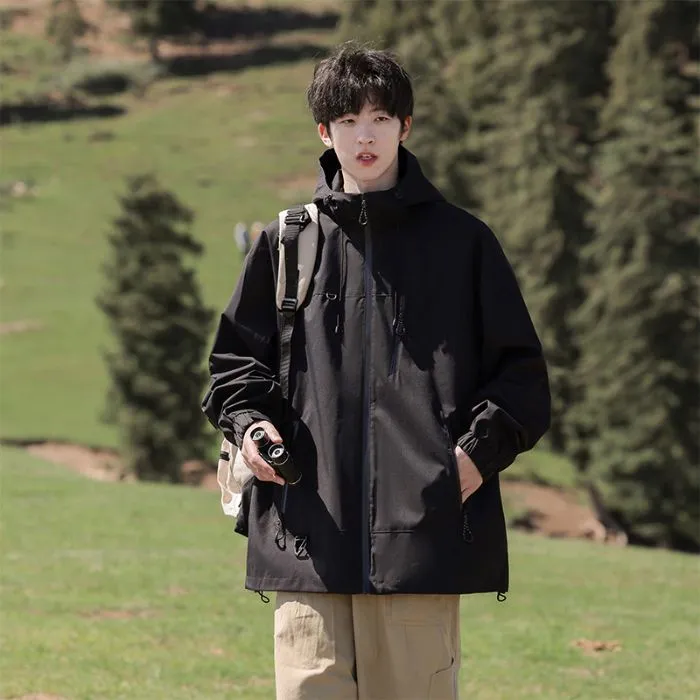 Trendy Windproof Cargo Raincoat for Men's Fashion