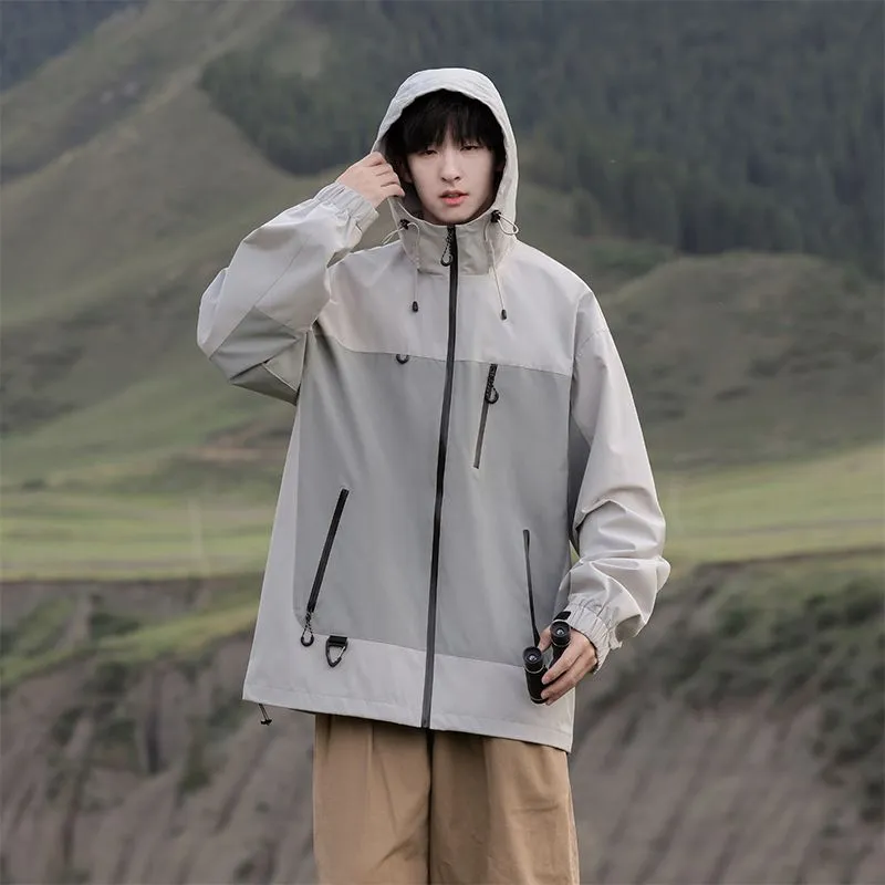 Trendy Windproof Cargo Raincoat for Men's Fashion
