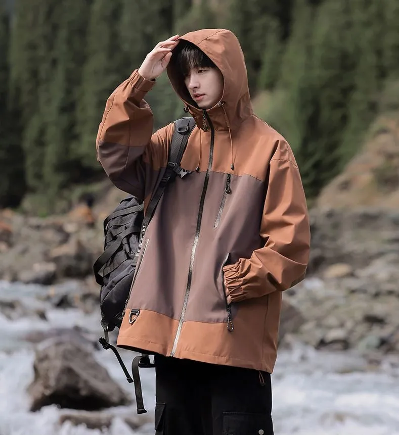 Trendy Windproof Cargo Raincoat for Men's Fashion