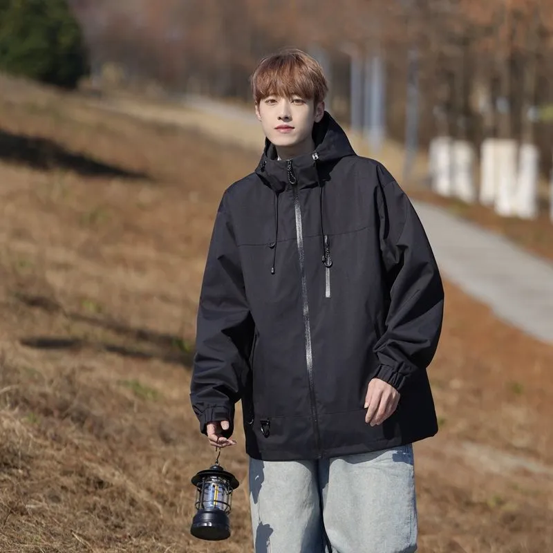 Trendy Windproof Cargo Raincoat for Men's Fashion