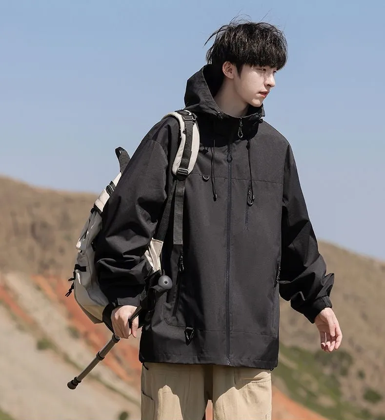 Trendy Windproof Cargo Raincoat for Men's Fashion