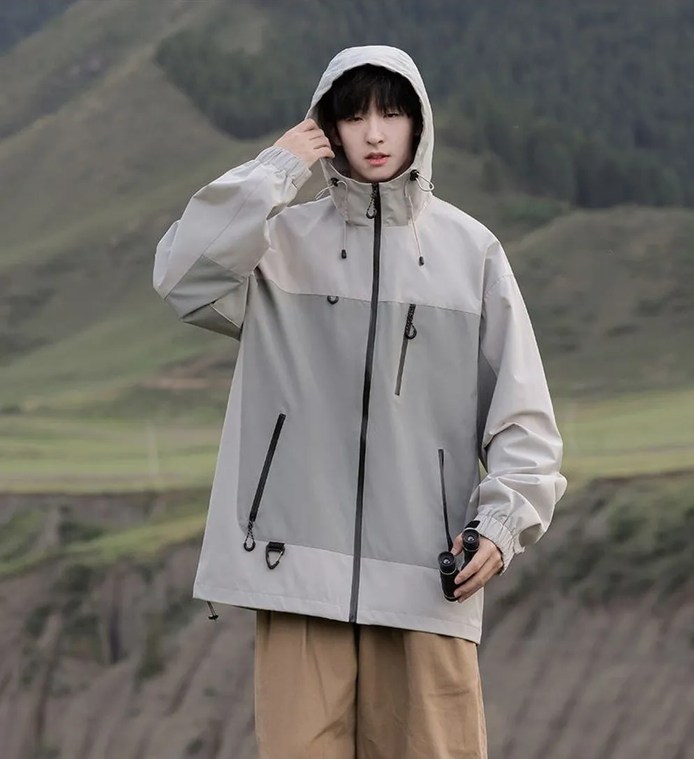 Trendy Windproof Cargo Raincoat for Men's Fashion
