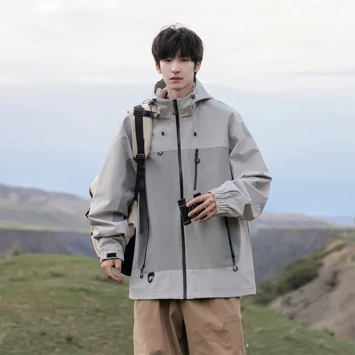 Trendy Windproof Cargo Raincoat for Men's Fashion