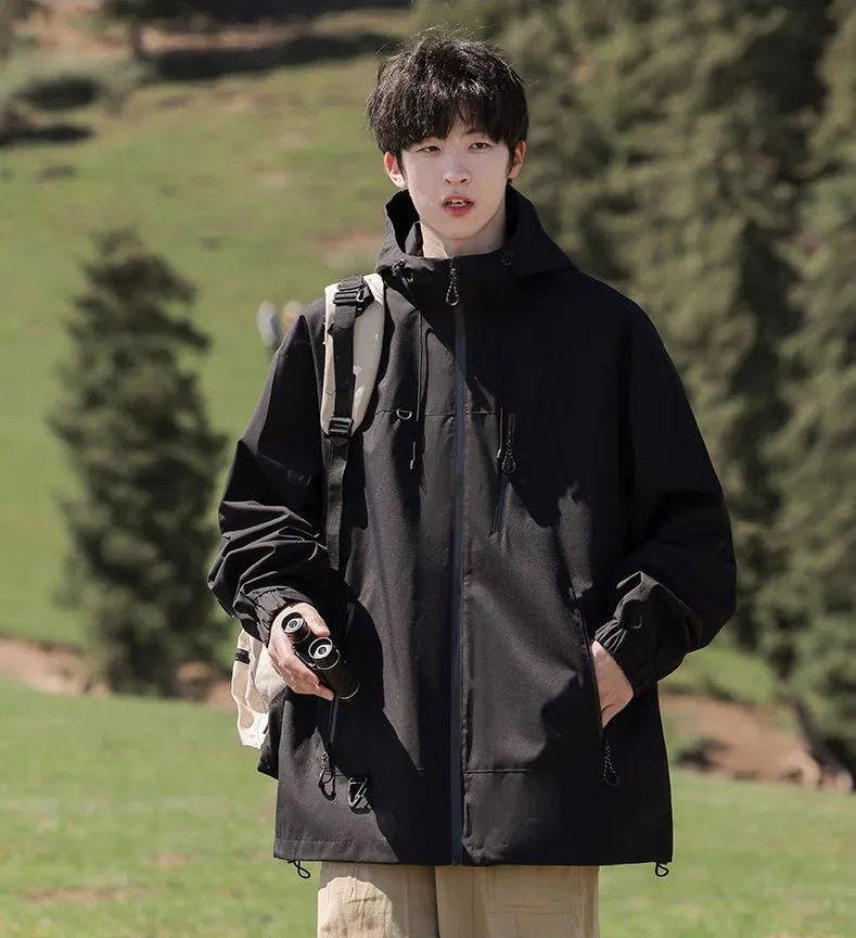 Trendy Windproof Cargo Raincoat for Men's Fashion