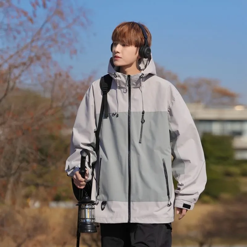 Trendy Windproof Cargo Raincoat for Men's Fashion