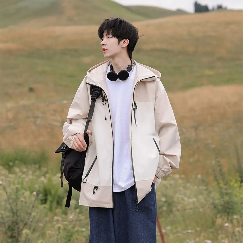 Trendy Windproof Cargo Raincoat for Men's Fashion
