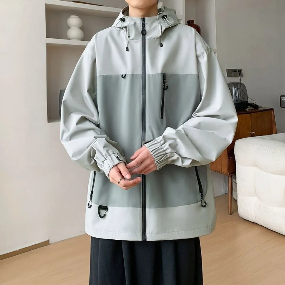 Trendy Windproof Cargo Raincoat for Men's Fashion