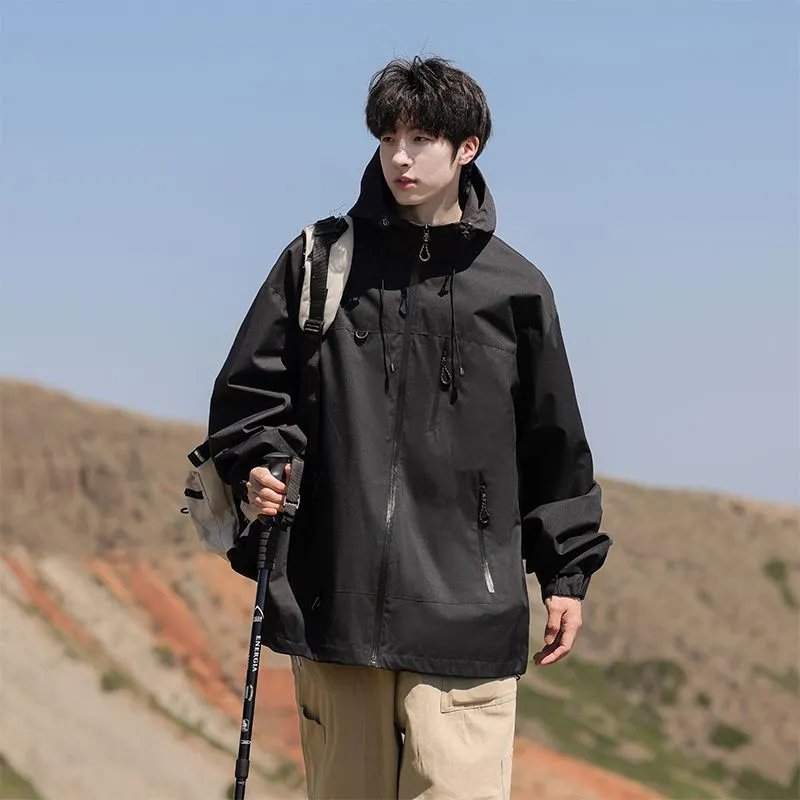 Trendy Windproof Cargo Raincoat for Men's Fashion