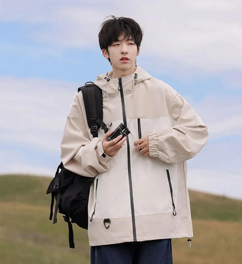 Trendy Windproof Cargo Raincoat for Men's Fashion
