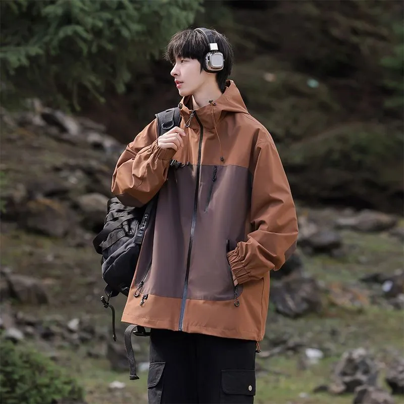 Trendy Windproof Cargo Raincoat for Men's Fashion