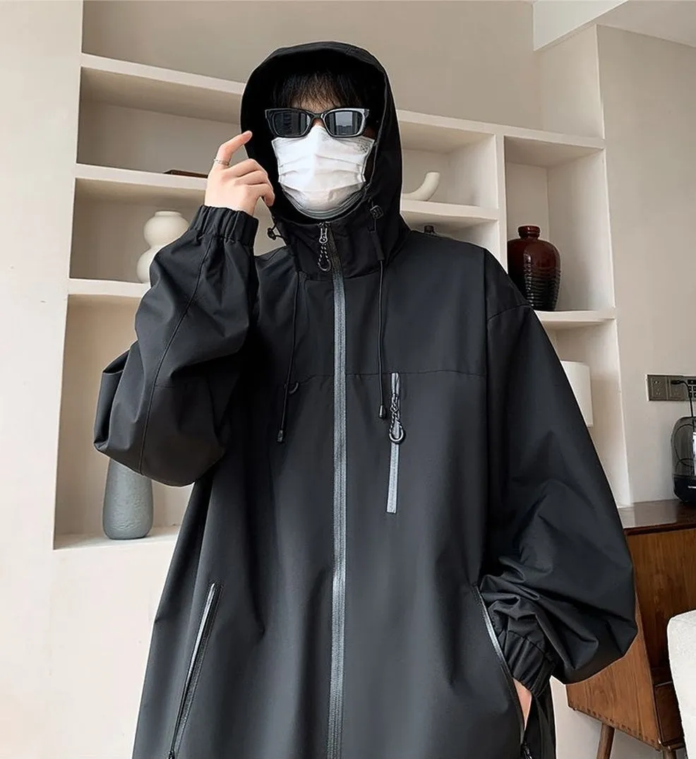 Trendy Windproof Cargo Raincoat for Men's Fashion