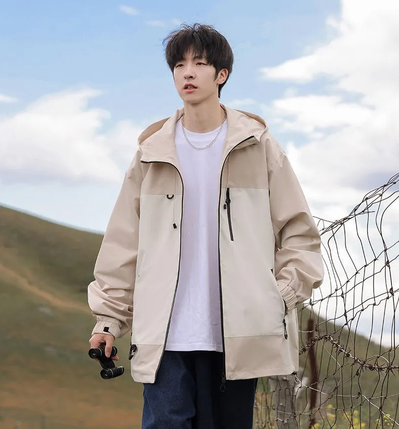 Trendy Windproof Cargo Raincoat for Men's Fashion