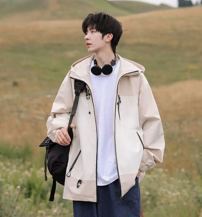 Trendy Windproof Cargo Raincoat for Men's Fashion