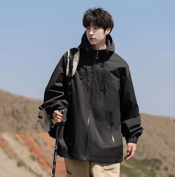 Trendy Windproof Cargo Raincoat for Men's Fashion