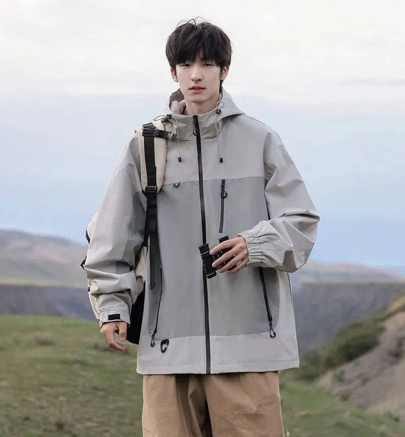 Trendy Windproof Cargo Raincoat for Men's Fashion