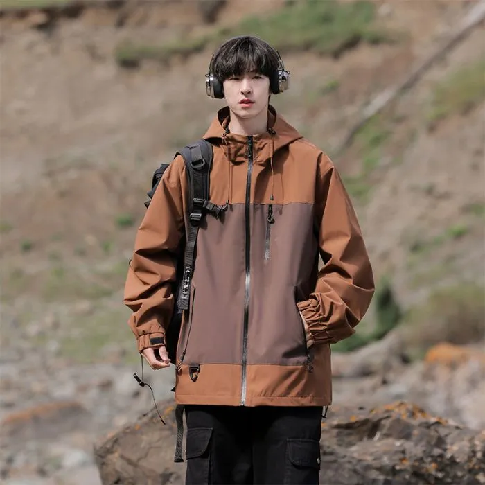 Trendy Windproof Cargo Raincoat for Men's Fashion