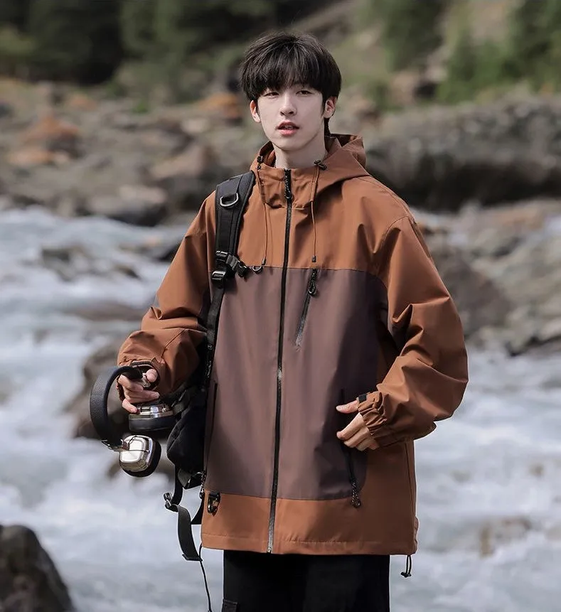 Trendy Windproof Cargo Raincoat for Men's Fashion