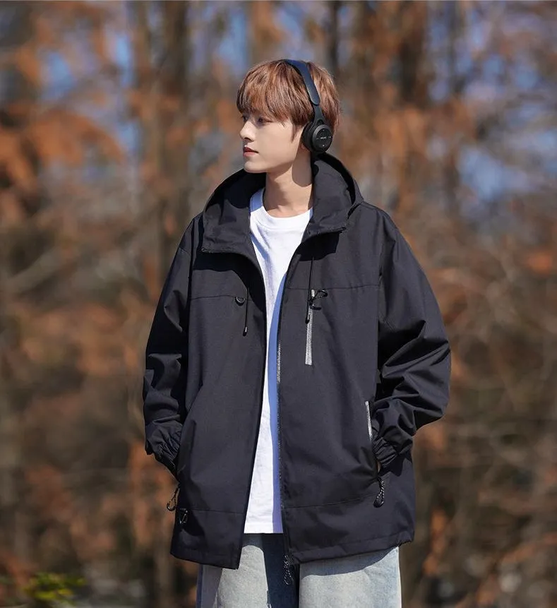 Trendy Windproof Cargo Raincoat for Men's Fashion
