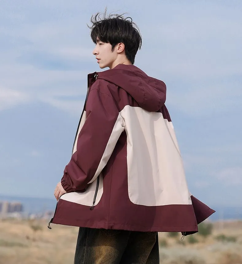 Trendy Windproof Cargo Raincoat for Men's Fashion