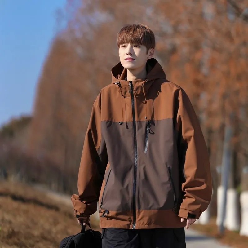 Trendy Windproof Cargo Raincoat for Men's Fashion