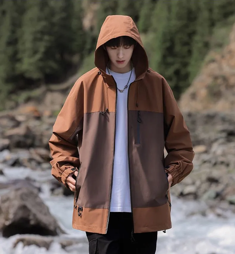Trendy Windproof Cargo Raincoat for Men's Fashion