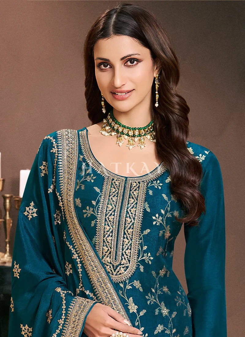 Turquoise Pakistani Palazzo Suit