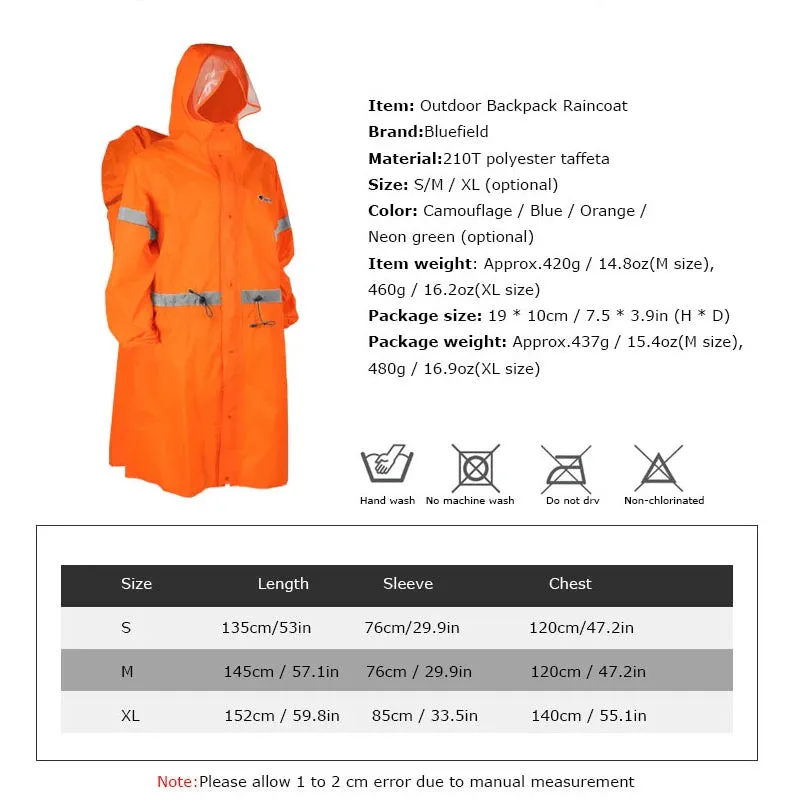 Unisex Reflective Outdoor Climbing Backpack Rain Poncho - Waterproof and Windproof