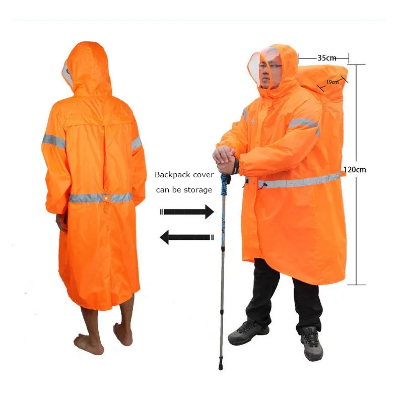 Unisex Reflective Outdoor Climbing Backpack Rain Poncho - Waterproof and Windproof