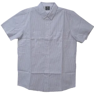 VB775WG - Men's White Work Shirts with Grey Strips