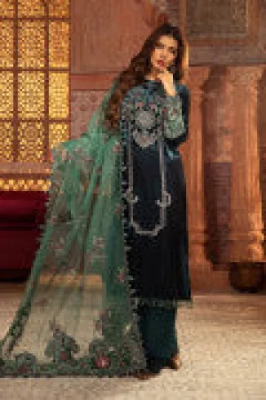 VEL-20-103-Teal | MariaB Velvet Collection 2021 | Unstitched Embroidered Velvet Suits
