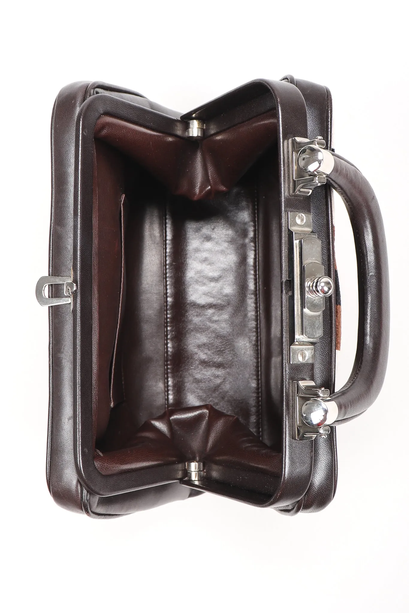 Velvet & Leather Hinged Frame Mini Luggage