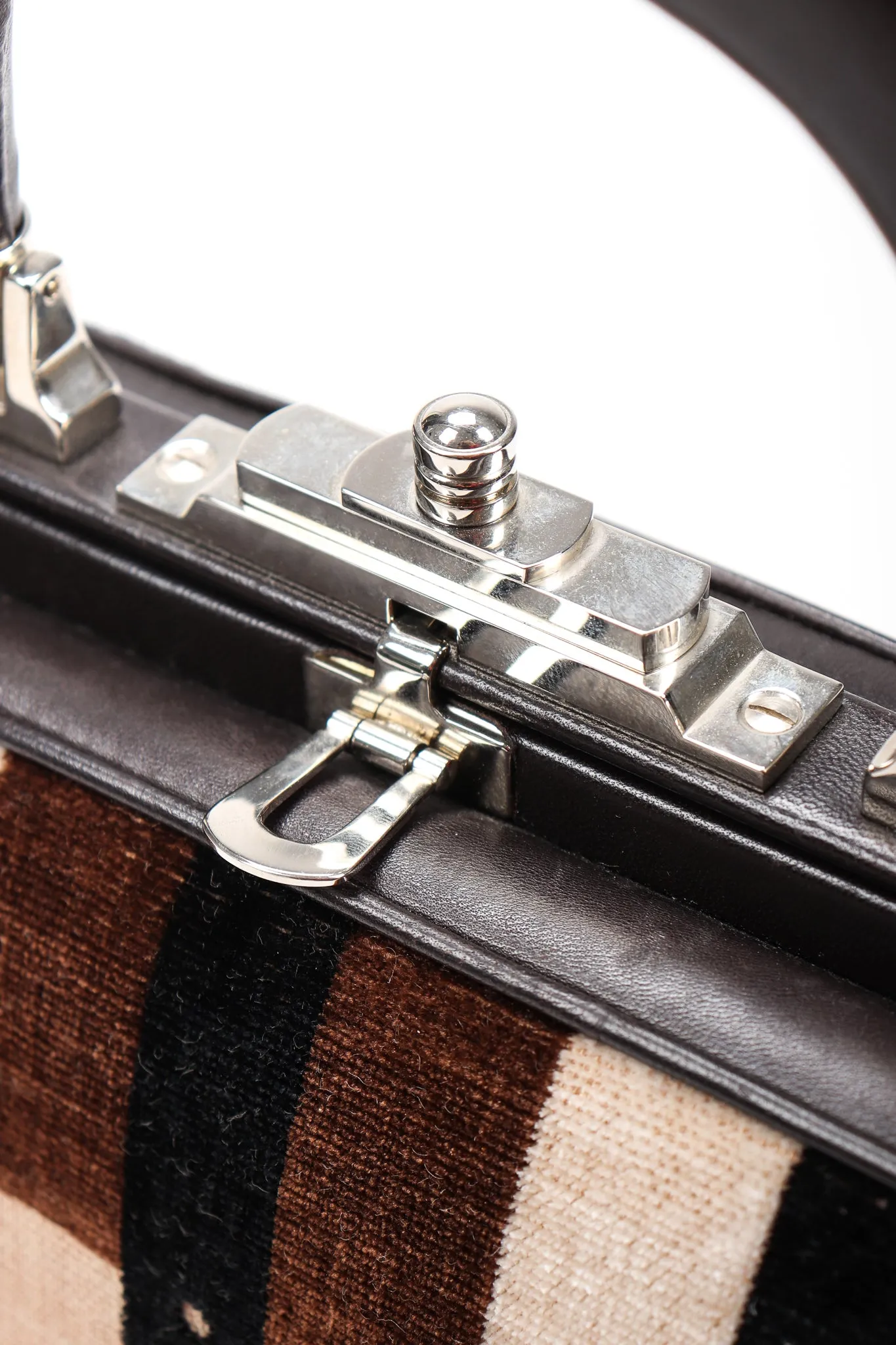 Velvet & Leather Hinged Frame Mini Luggage