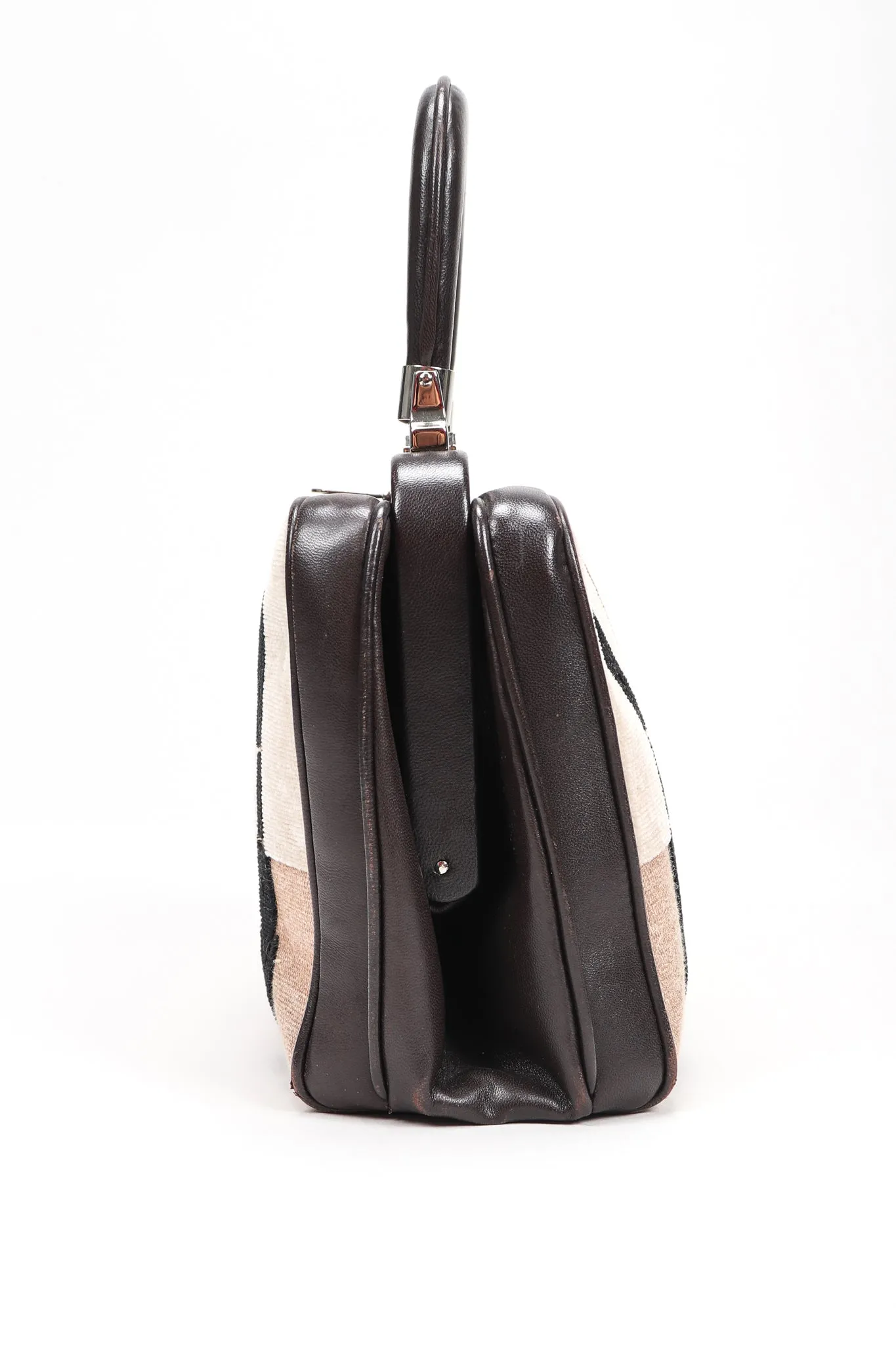 Velvet & Leather Hinged Frame Mini Luggage