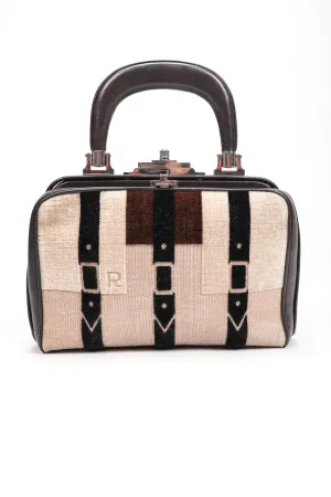 Velvet & Leather Hinged Frame Mini Luggage