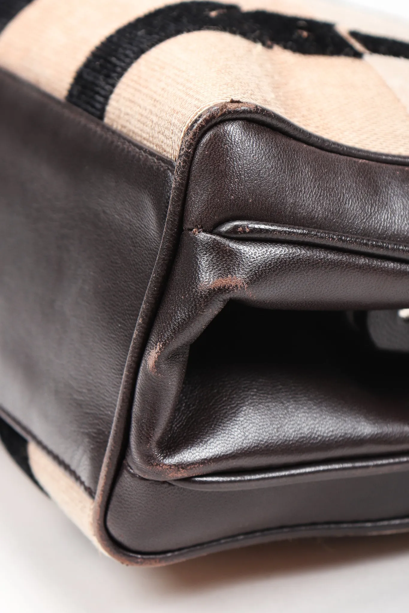 Velvet & Leather Hinged Frame Mini Luggage