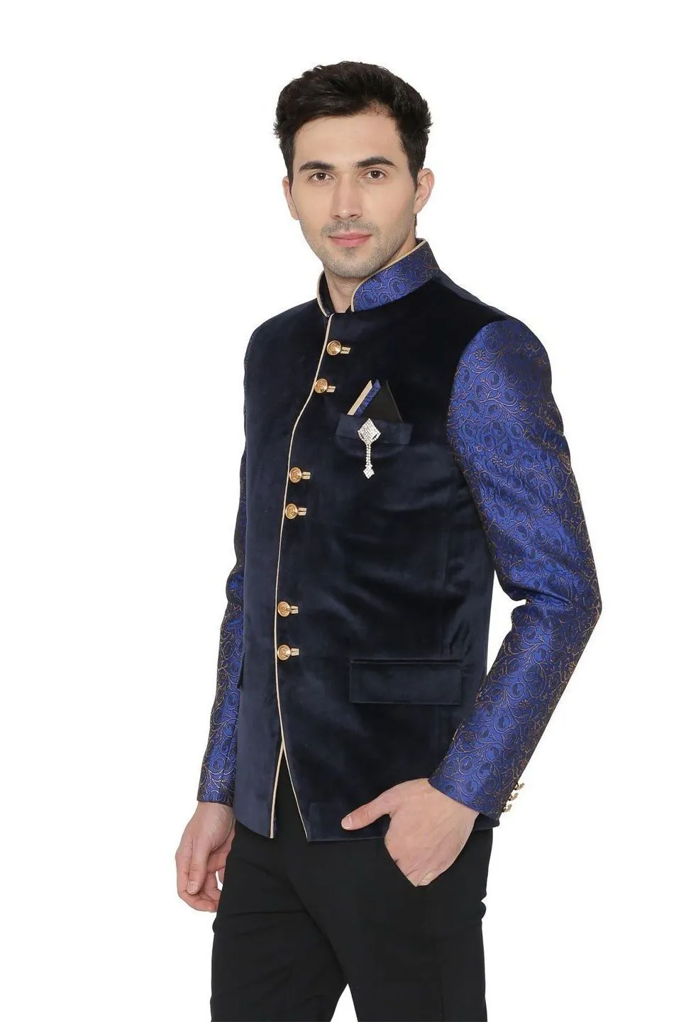 Velvet Blue Bandhgala