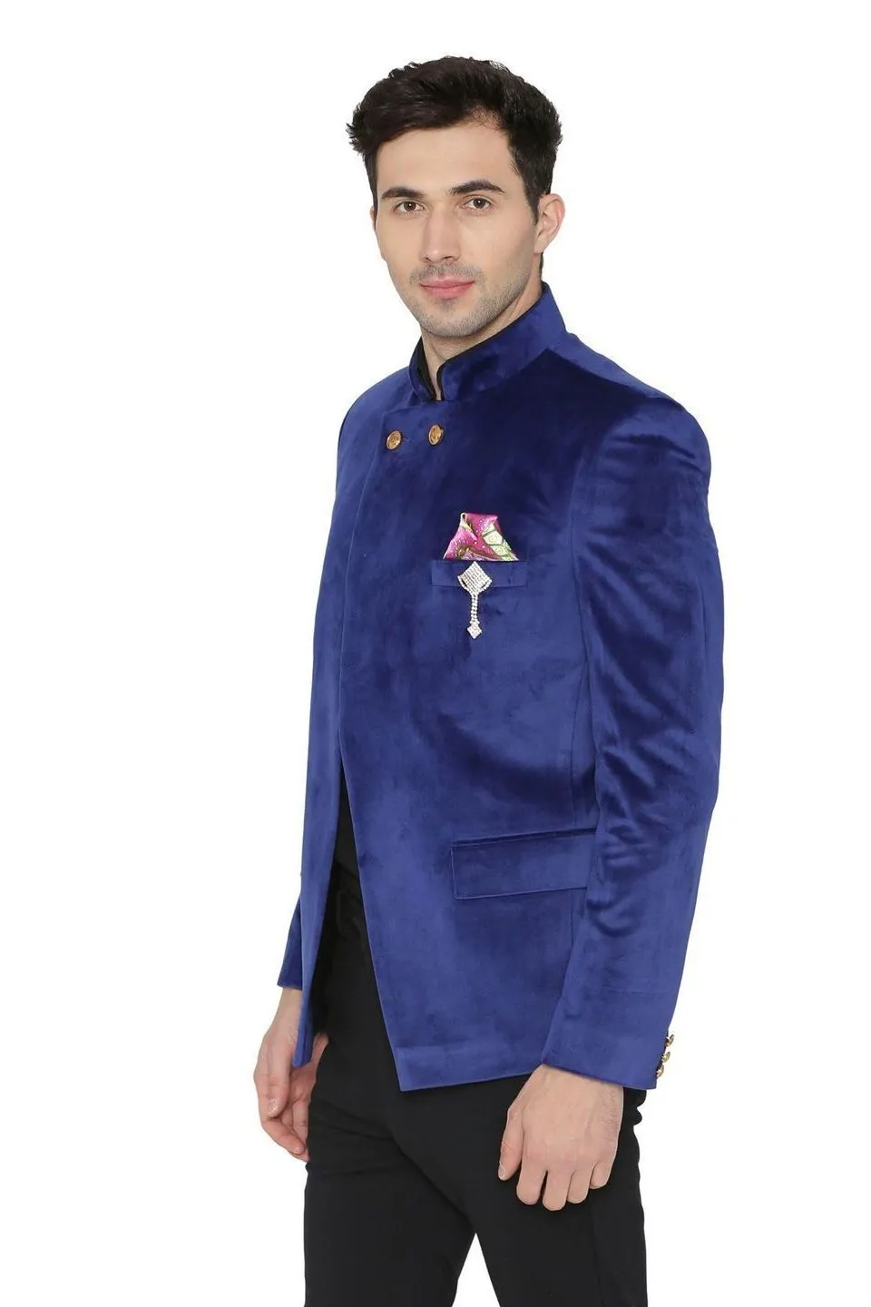 Velvet Blue Bandhgala