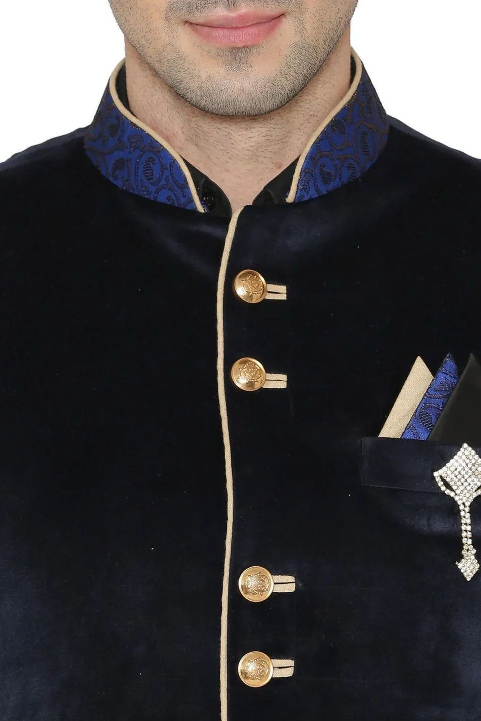 Velvet Blue Bandhgala