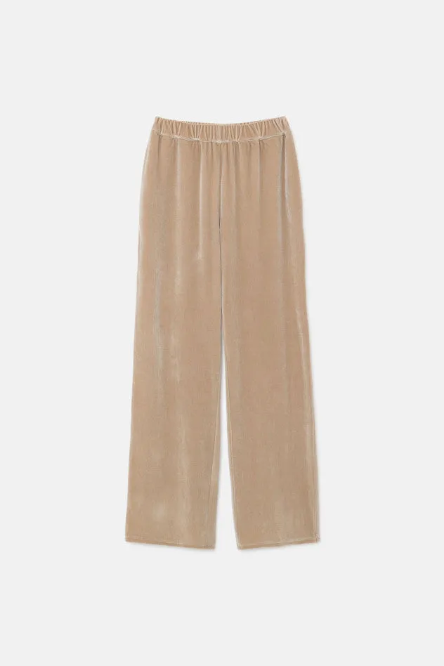 Velvet Stretch Pants - Beige